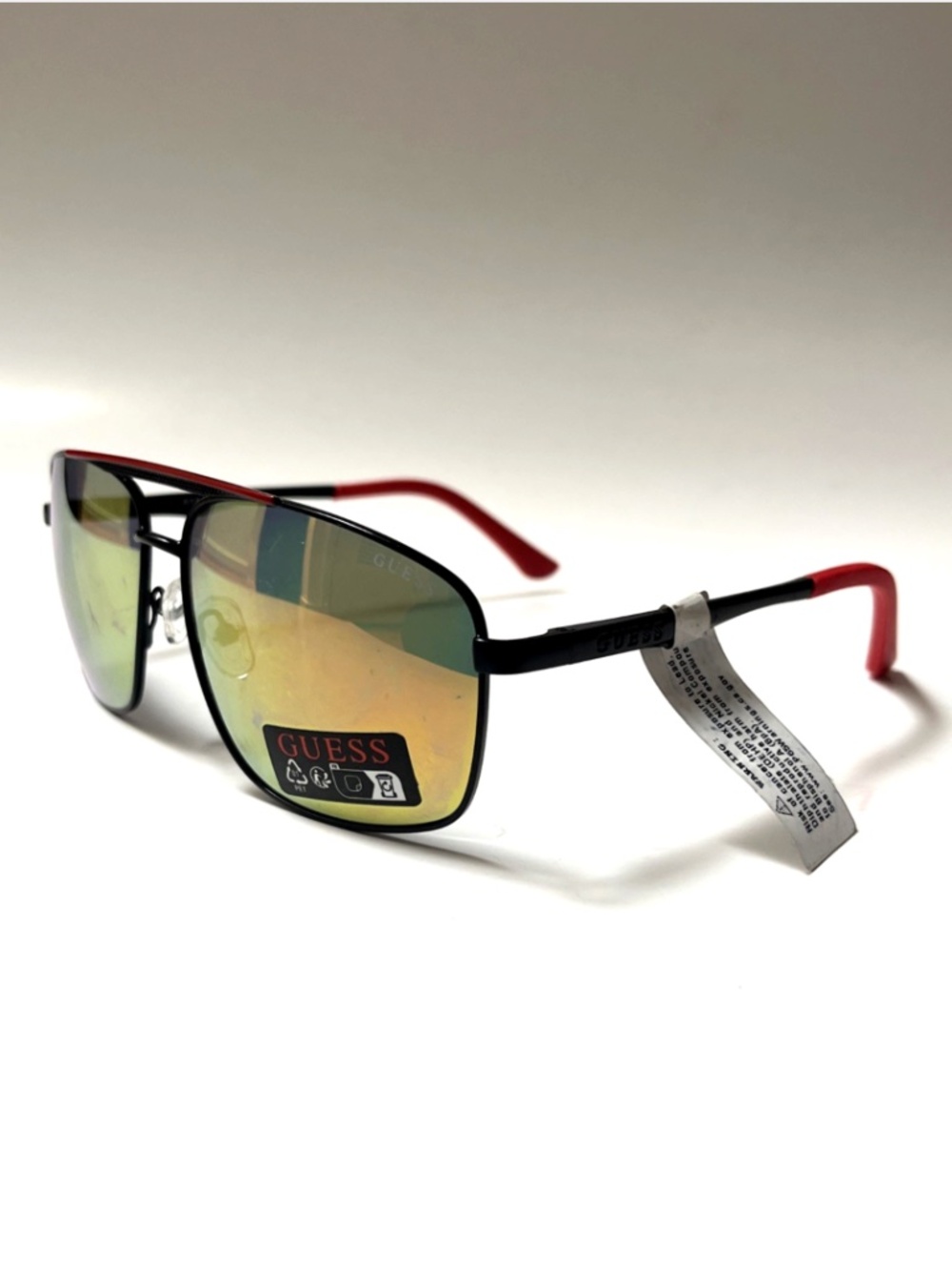 New GUESS Aviator Sunglasses GO00063 Black Red Iridescent Mirror Lens